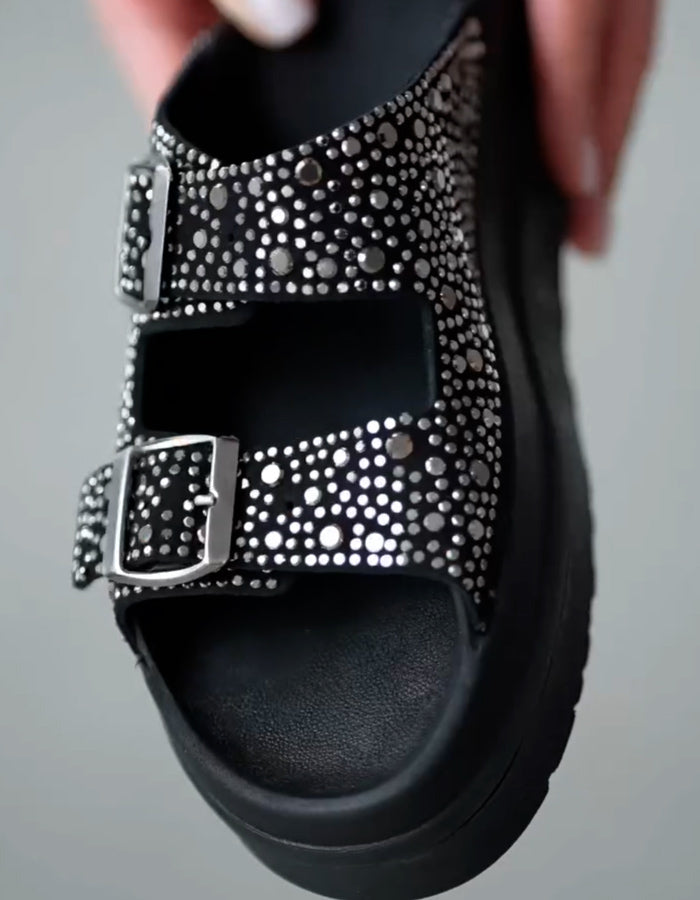 Shiny Buckle Slippers