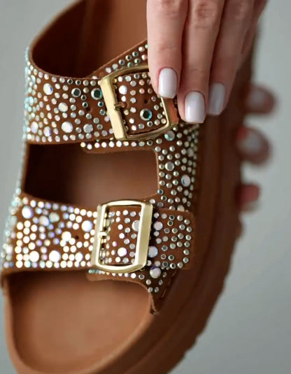 Shiny Buckle Slippers