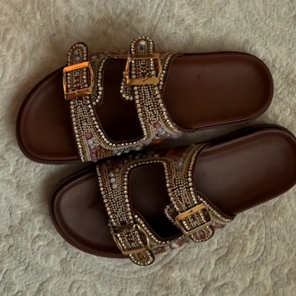 Crystal Buckle Slippers