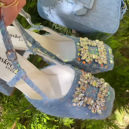 Crystal Thick-Sole Sandals