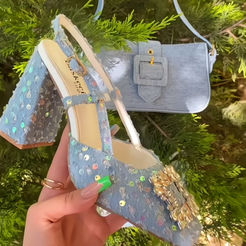 Crystal Thick-Sole Sandals