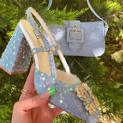 Crystal Thick-Sole Sandals