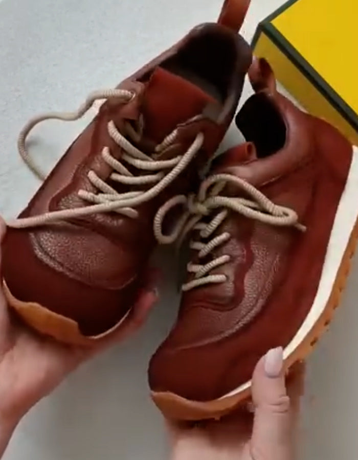 Red Leather Soft Sneakers