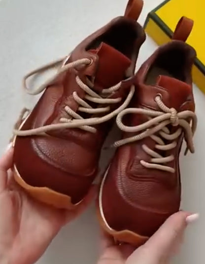 Red Leather Soft Sneakers