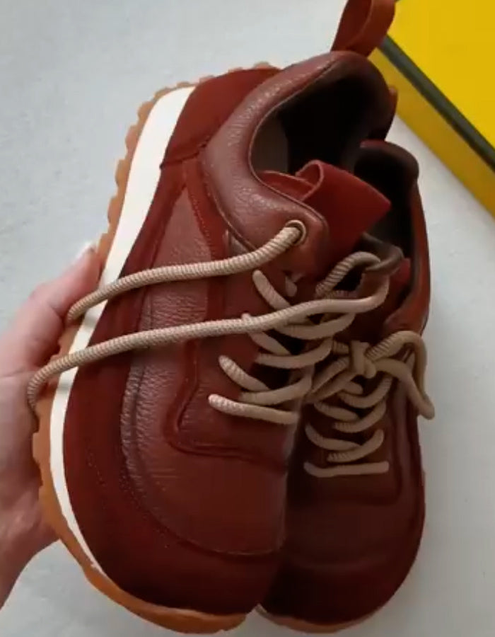 Red Leather Soft Sneakers