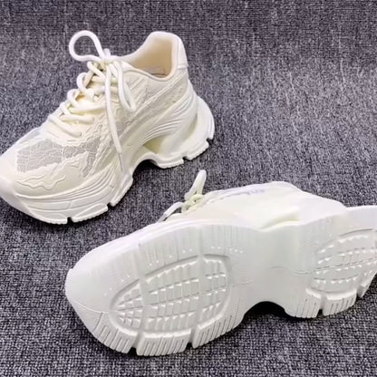 White Breathable Chunky Sneakers