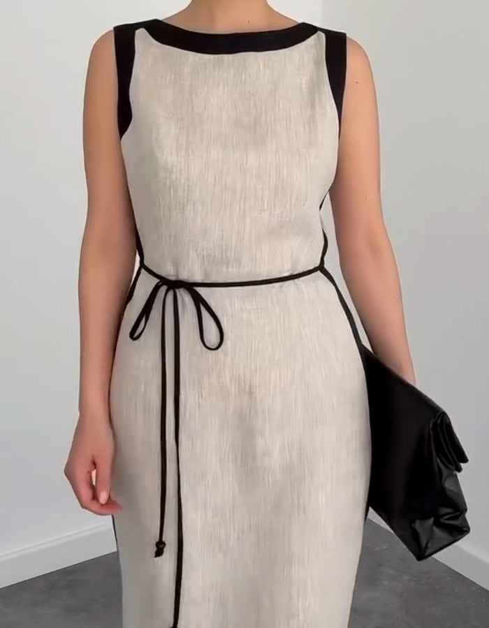 Beige Linen Casaul Dress