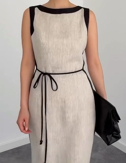 Beige Linen Casaul Dress