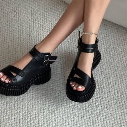 Black Thick-Sole Sandals