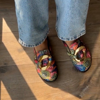 Colorful Print Flat Slippers