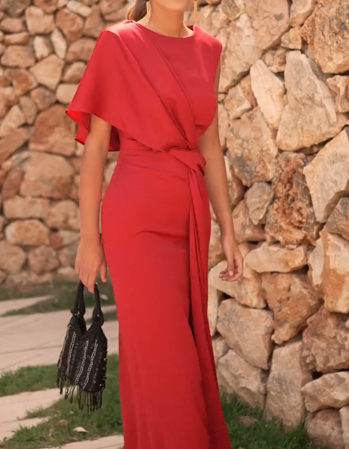 Red Casual Maxi Dress