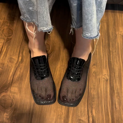 Black Hollow Flat Shoes