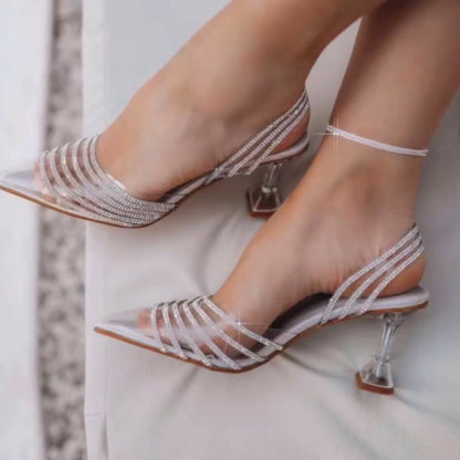 Silver High-Heel Sandals