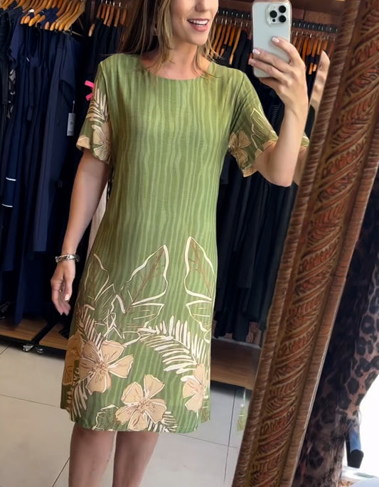 Flower Print Half-Sleeve Dress