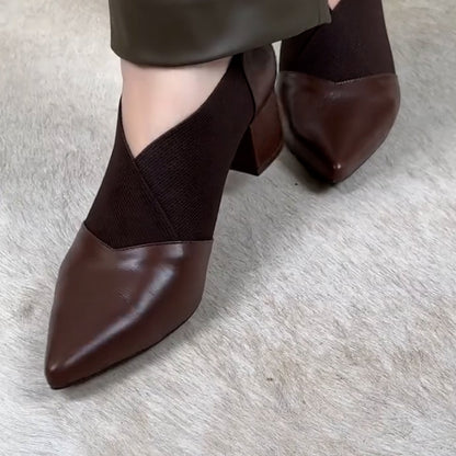 Stretch Leather Point-Toe Shoes