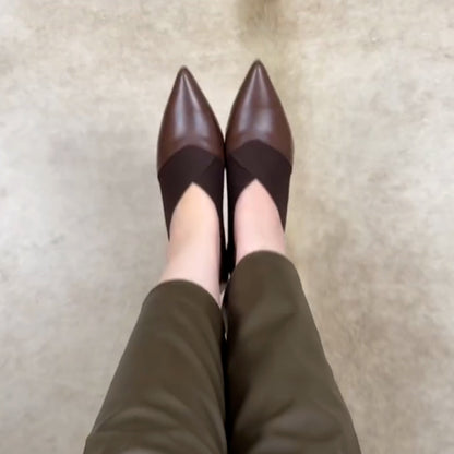 Stretch Leather Point-Toe Shoes