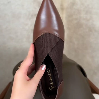 Stretch Leather Point-Toe Shoes