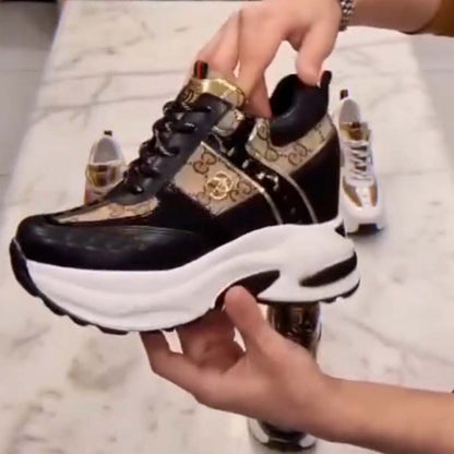 Leather Thick-Sole Sneakers