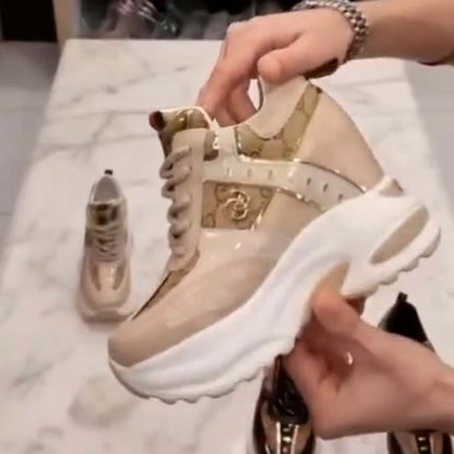 Leather Thick-Sole Sneakers