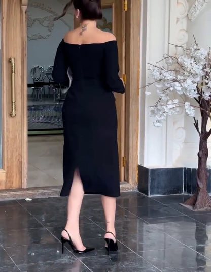 Black 3D-Flower Dress