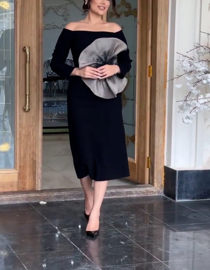 Black 3D-Flower Dress