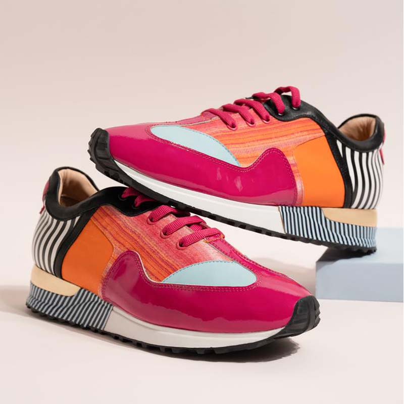 Mixed Color Leather Sneakers