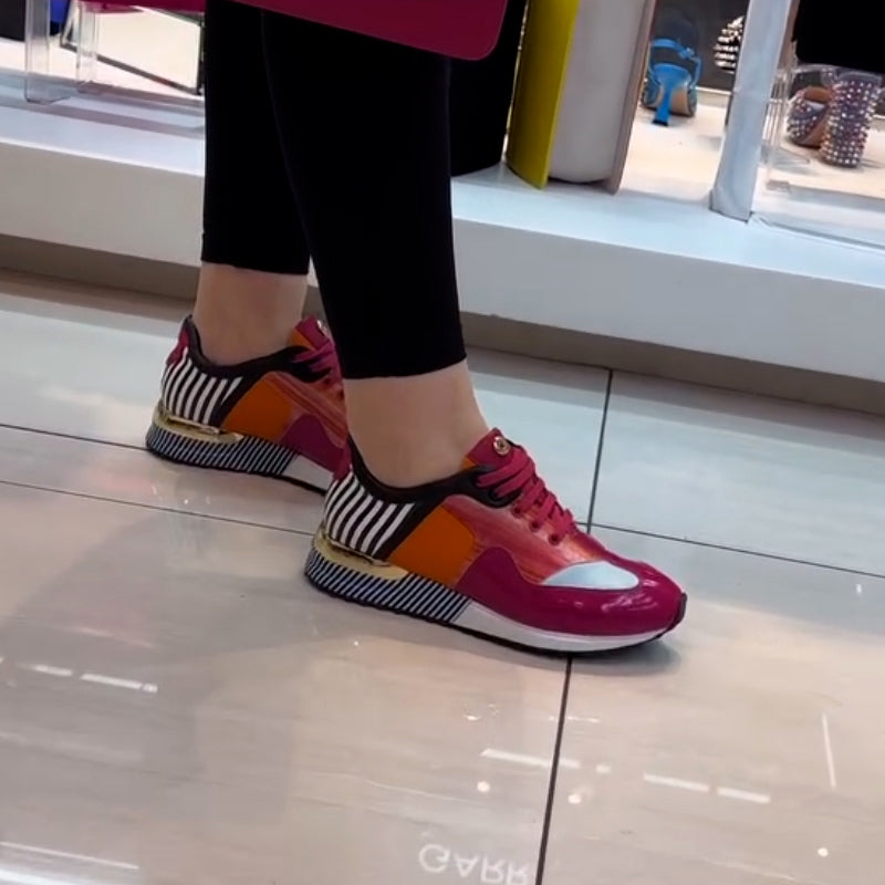 Mixed Color Leather Sneakers