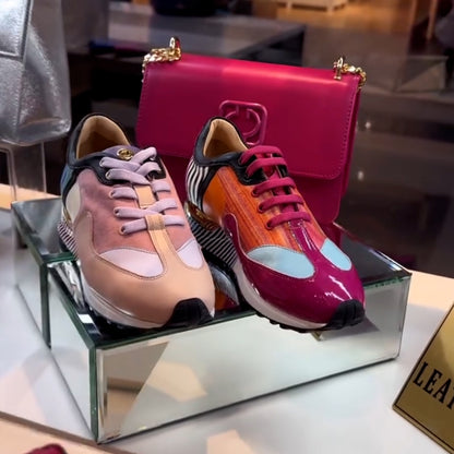 Mixed Color Leather Sneakers