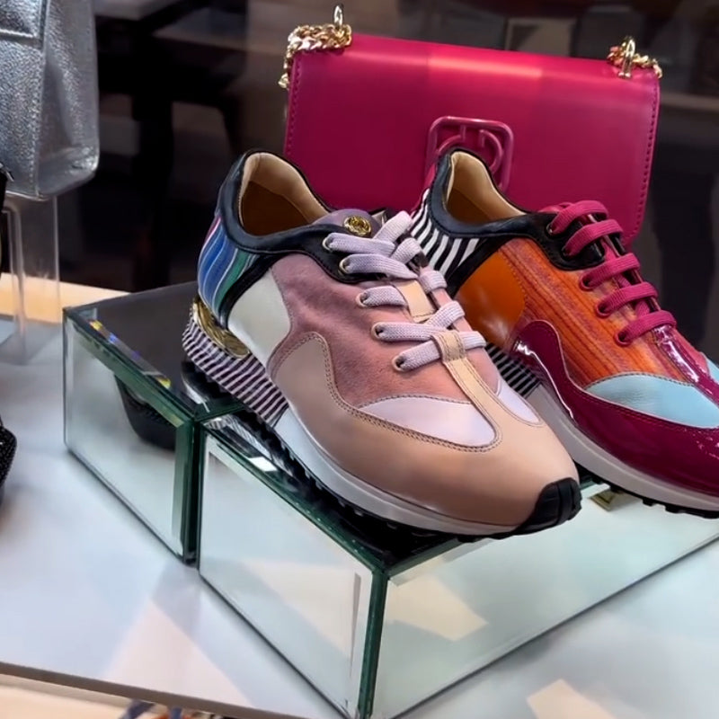Mixed Color Leather Sneakers
