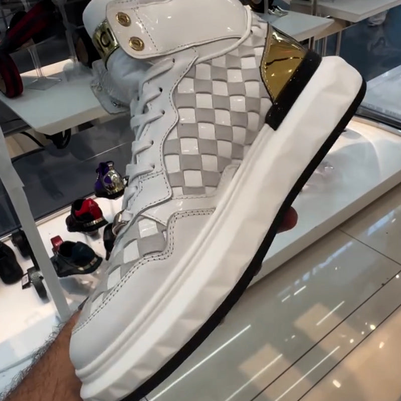 High-Top Plaid Sneakers