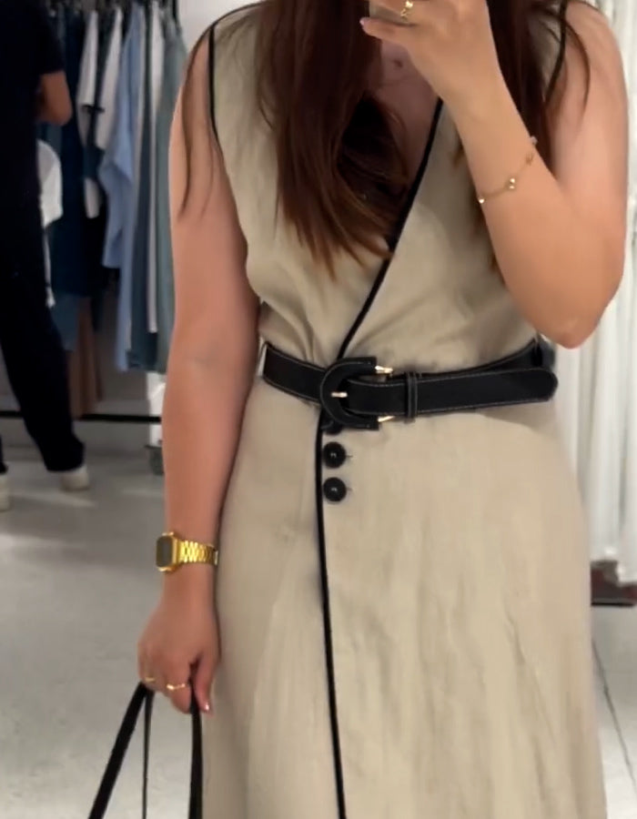 Beige Belt Dress