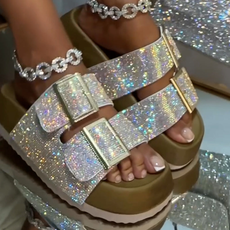 Silver Platform Slippers