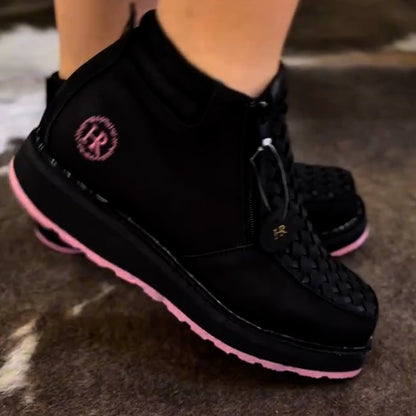 Black Zipper Short Boots