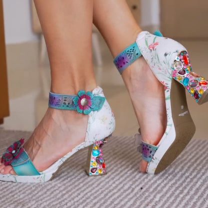 Multi Flower Stiletto Sandals