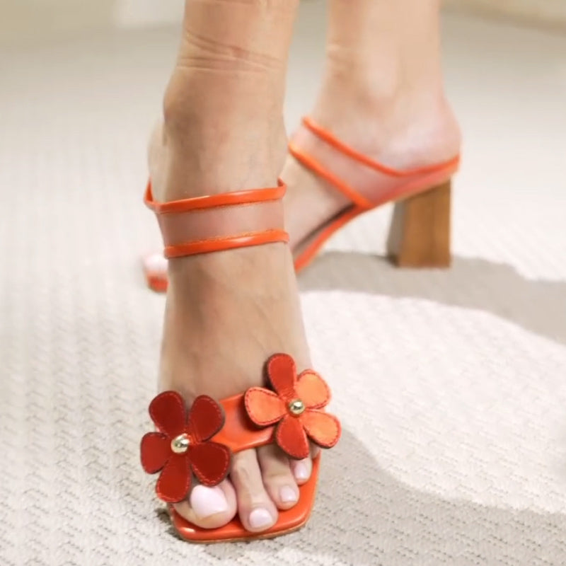 Orange Flower Slippers
