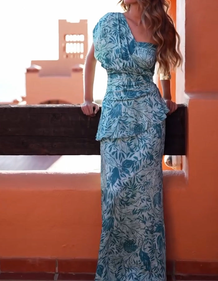 Blue One Shoulder Dress