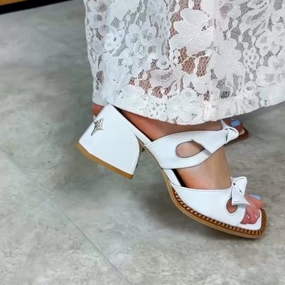 White Bow Sandals