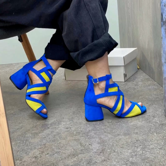 Blue-Yellow Casual Sandals