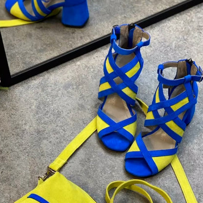 Blue-Yellow Casual Sandals