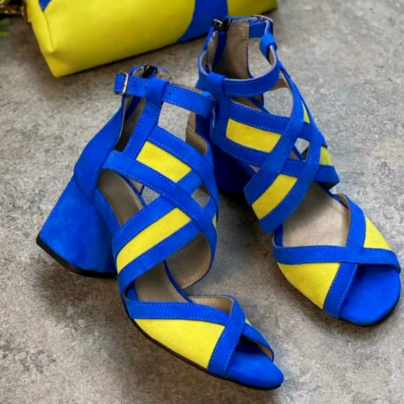 Blue-Yellow Casual Sandals