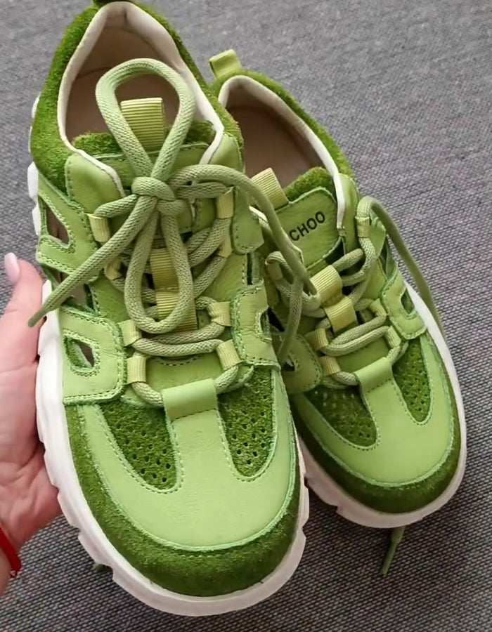 Green Hollow Chunky Sneakers