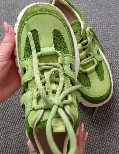 Green Hollow Chunky Sneakers