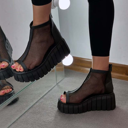 Solid-Color Mesh Boots