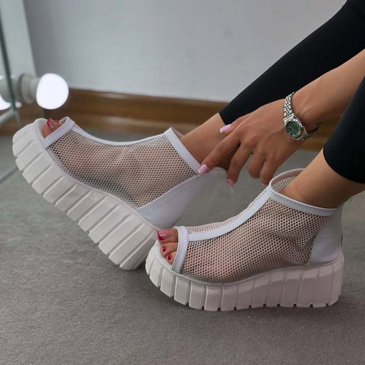 Solid-Color Mesh Boots