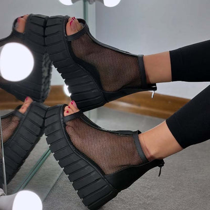 Solid-Color Mesh Boots