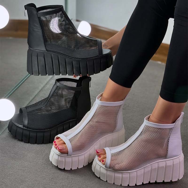 Solid-Color Mesh Boots