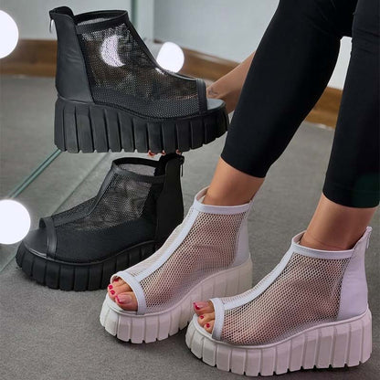 Solid-Color Mesh Boots