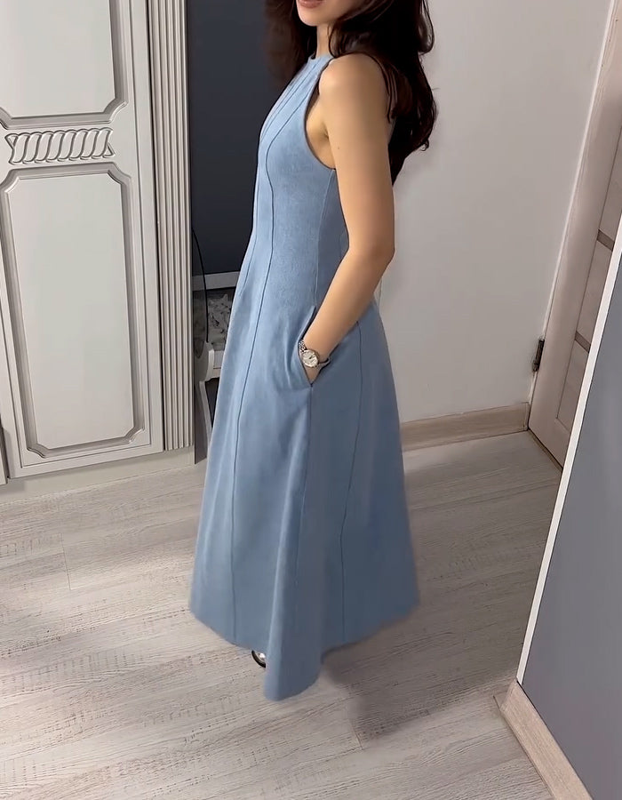 Blue Pockets Dress