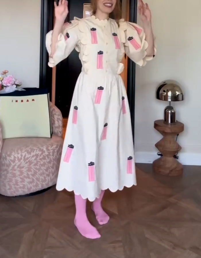 White Casual Print Dress