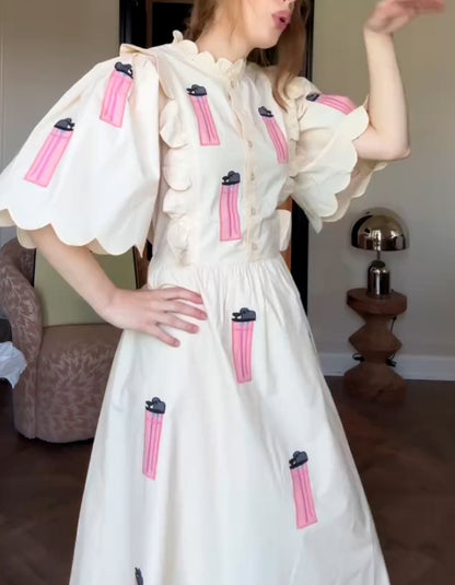 White Casual Print Dress